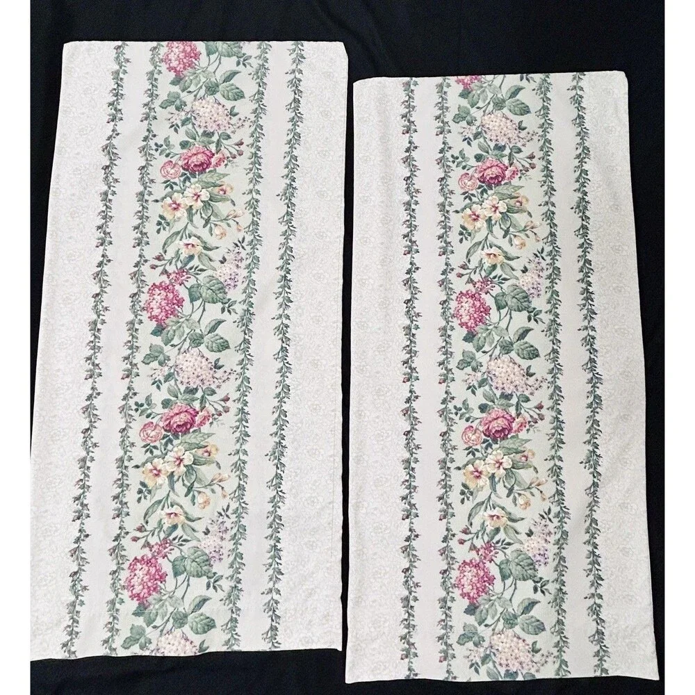 Vintage King Pillowcase Set Dan River Floral Percale Pinks Roses Vines READ